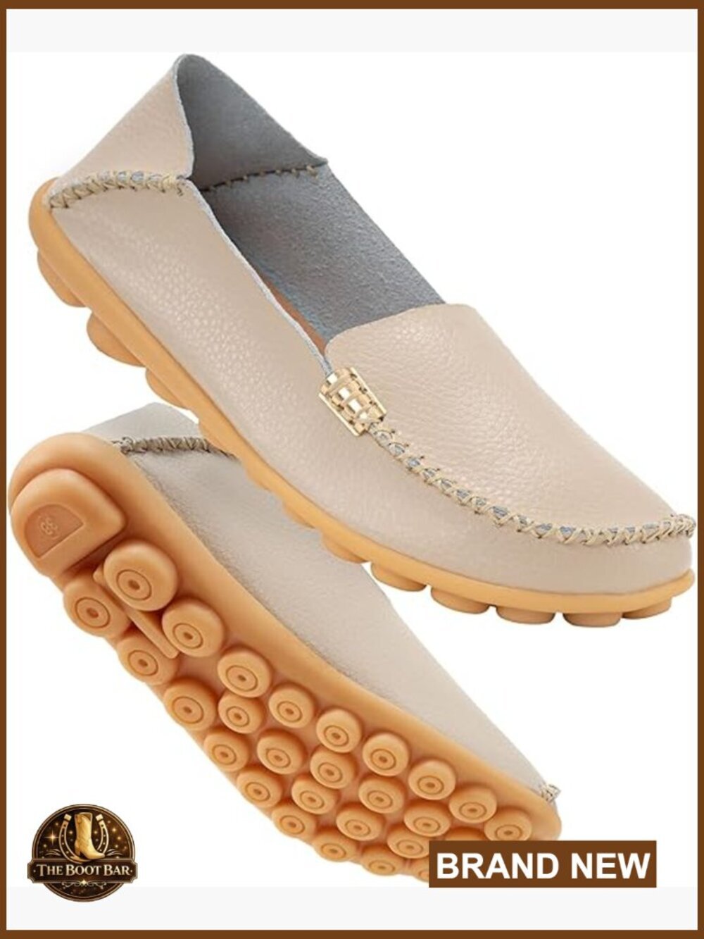 Women's Soft Leather Loafers Slip-On Driving Flats Round Toe Walking Shoes